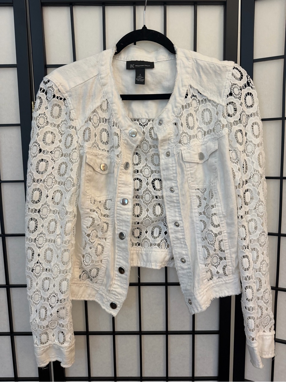 INC International Concept White Denim Jacket Small